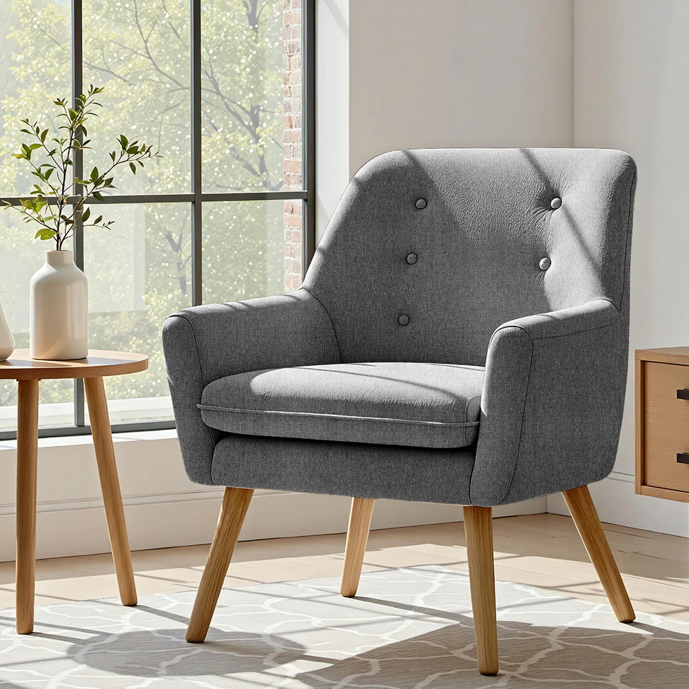 Artiss Anne Armchair - Grey - Image 8