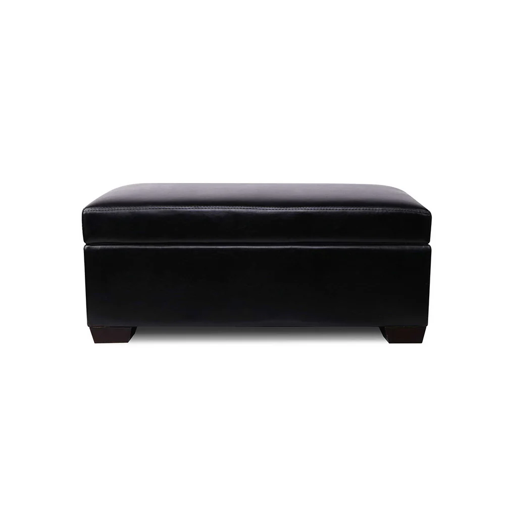 Artiss Storage Ottoman Blanket Box 80cm Leather Black - Image 3