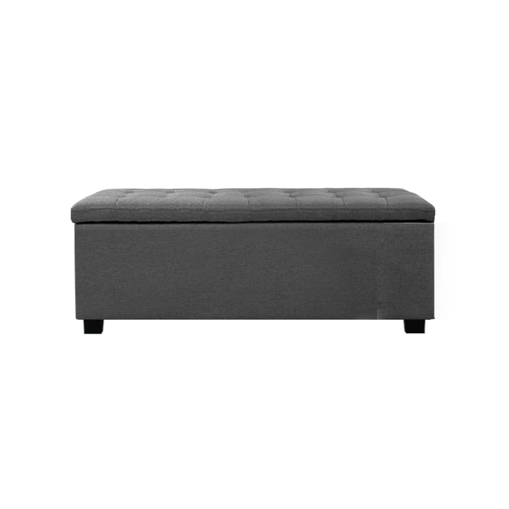 Artiss Storage Ottoman Blanket Box 97cm Linen Grey - Image 3