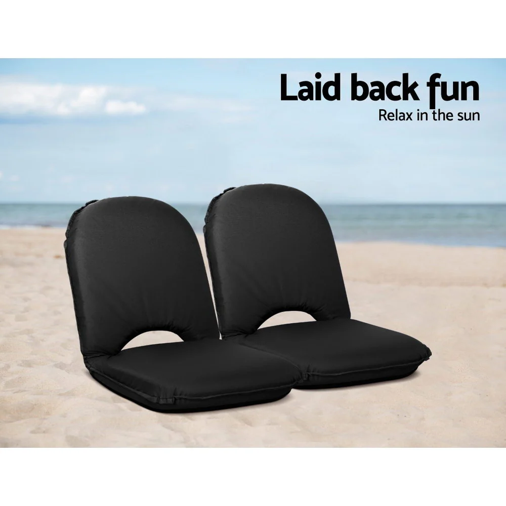 Artiss Floor Lounge Sofa Camping Chair Black - Image 4
