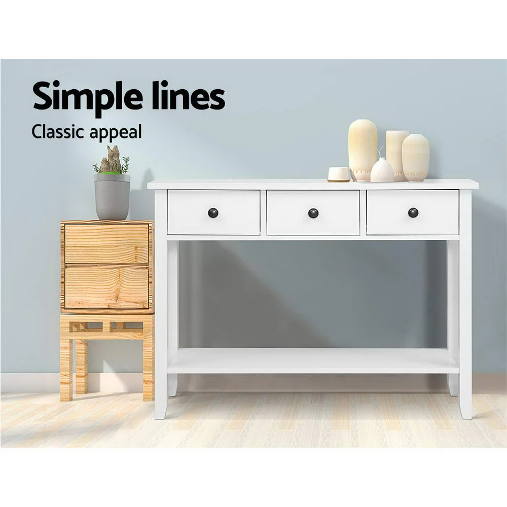 Artiss Console Table 3 Drawers 100CM White Chole - Image 4