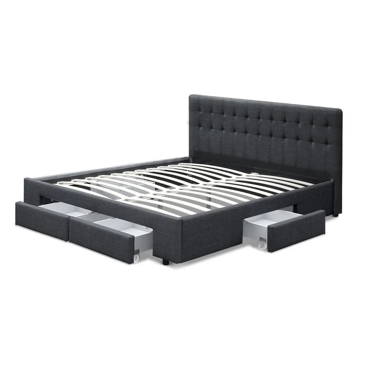 Artiss Bed Frame King Size with 4 Drawers Charcoal AVIO - Image 3