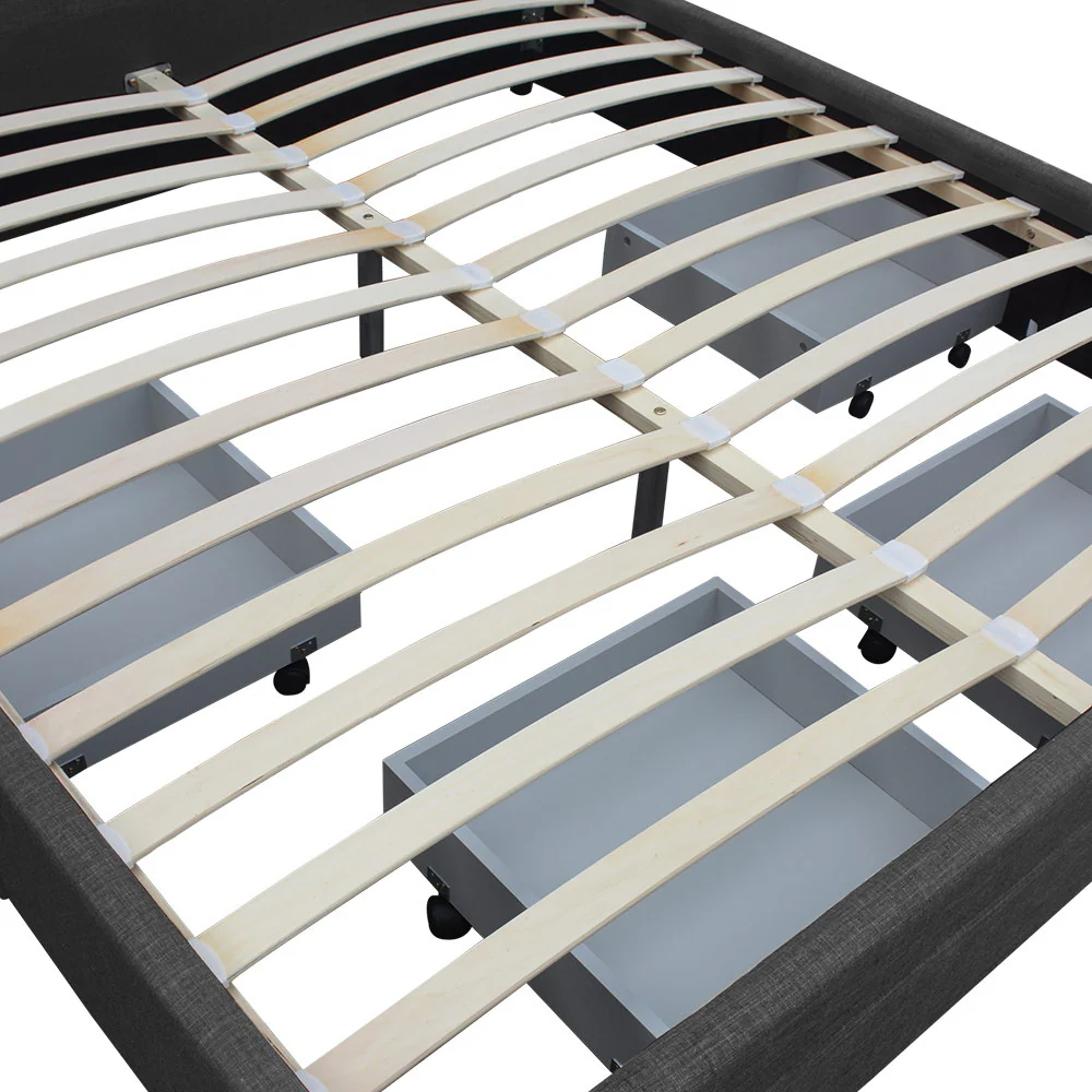 Artiss Bed Frame King Size with 4 Drawers Charcoal AVIO - Image 9
