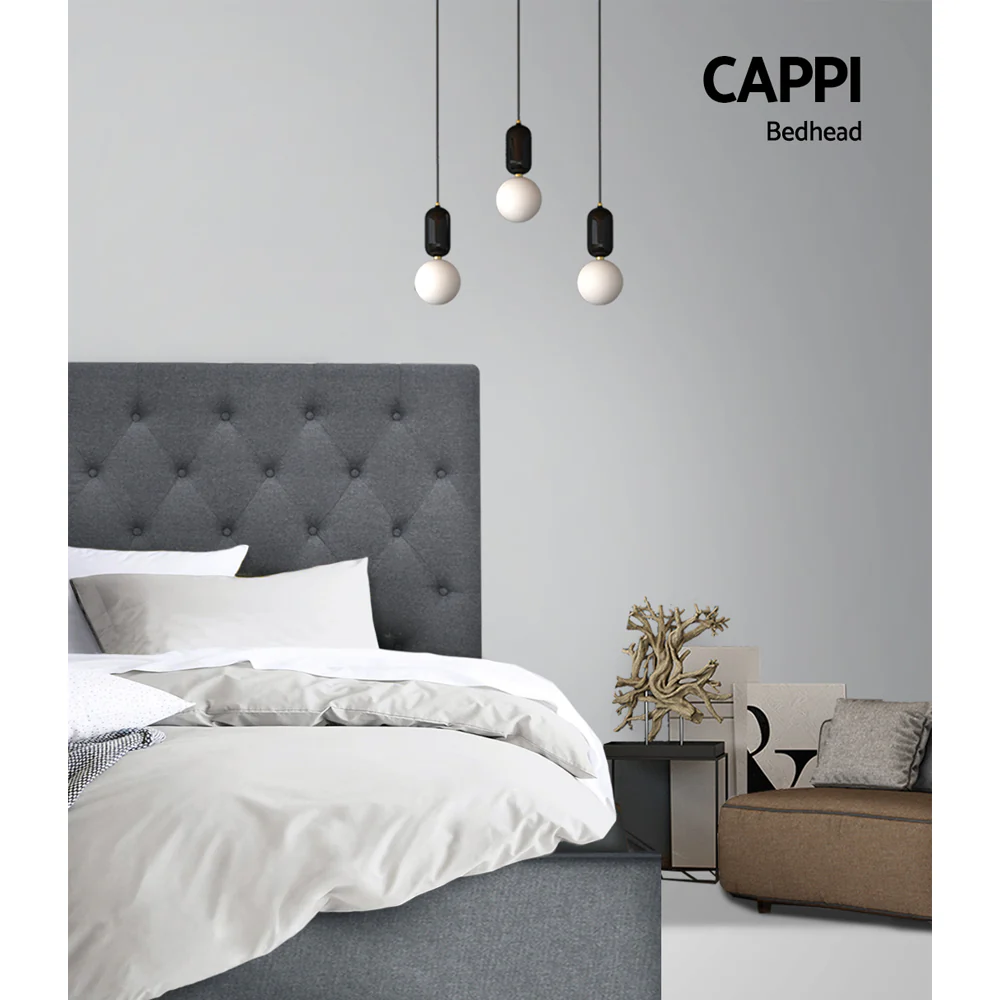 Artiss Bed Head King Single Size Fabric - CAPPI Grey - Image 4