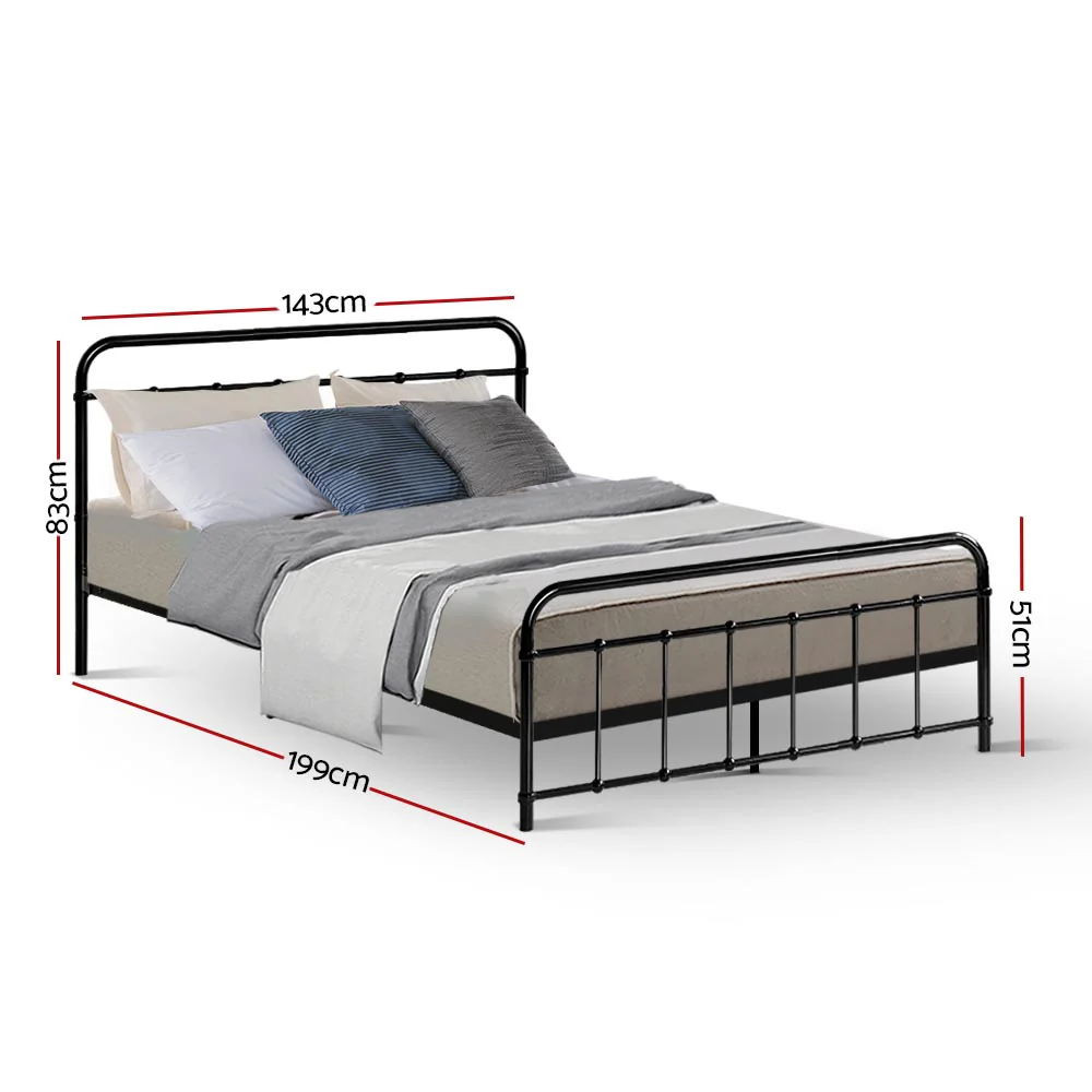Artiss Bed Frame Metal Frames LEO - Double (Black) - Image 2