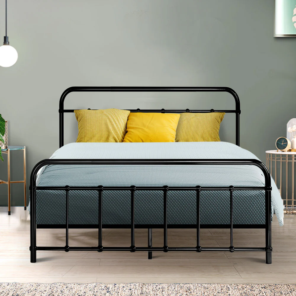 Artiss Bed Frame Metal Frames LEO - Double (Black) - Image 7