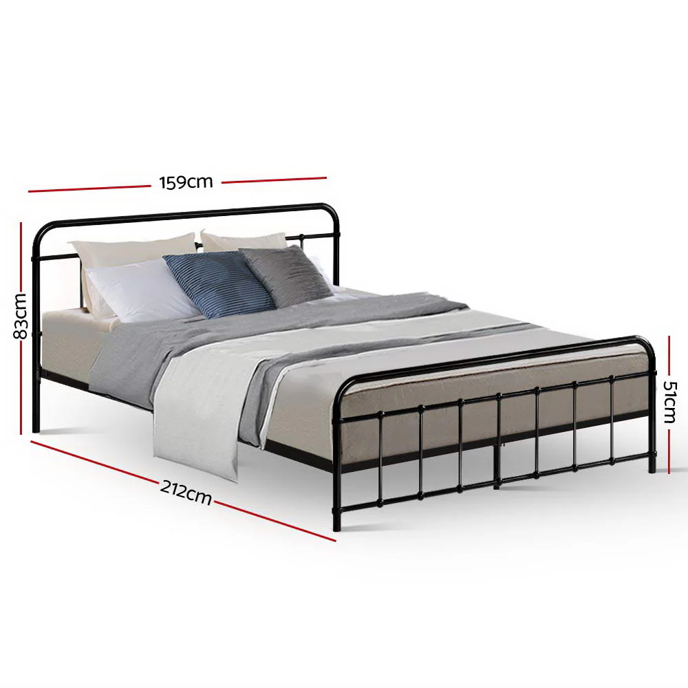 Artiss Bed Frame Metal Frames LEO - Queen (Black) - Image 2