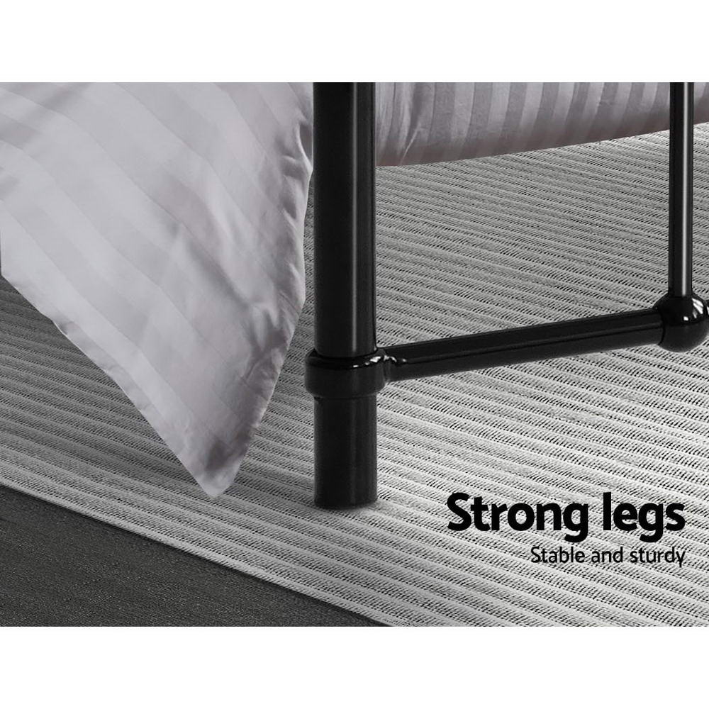 Artiss Bed Frame Metal Frames LEO - Queen (Black) - Image 6