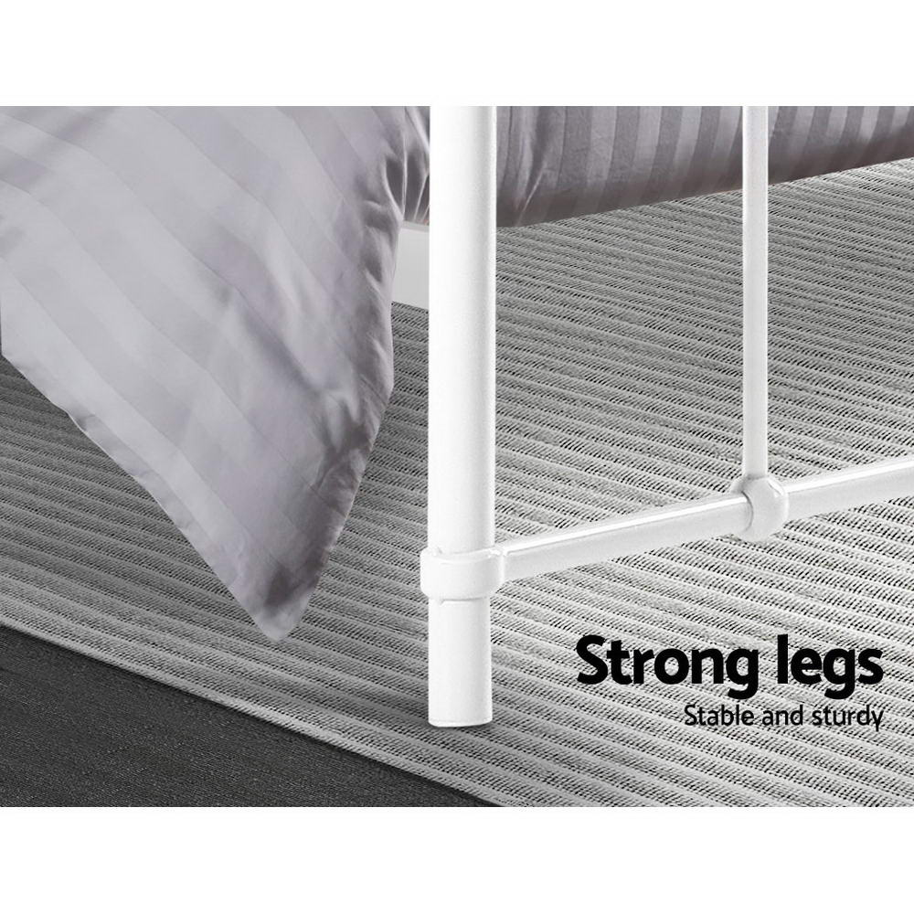 Artiss Bed Frame Metal Frames LEO - Queen (White) - Image 6