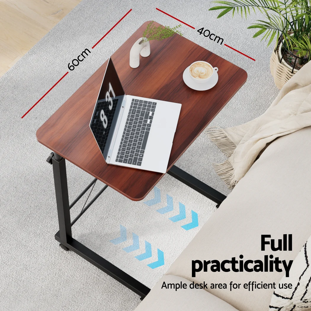 Artiss Laptop Desk Table Adjustable 60CM Dark Wood - Image 6