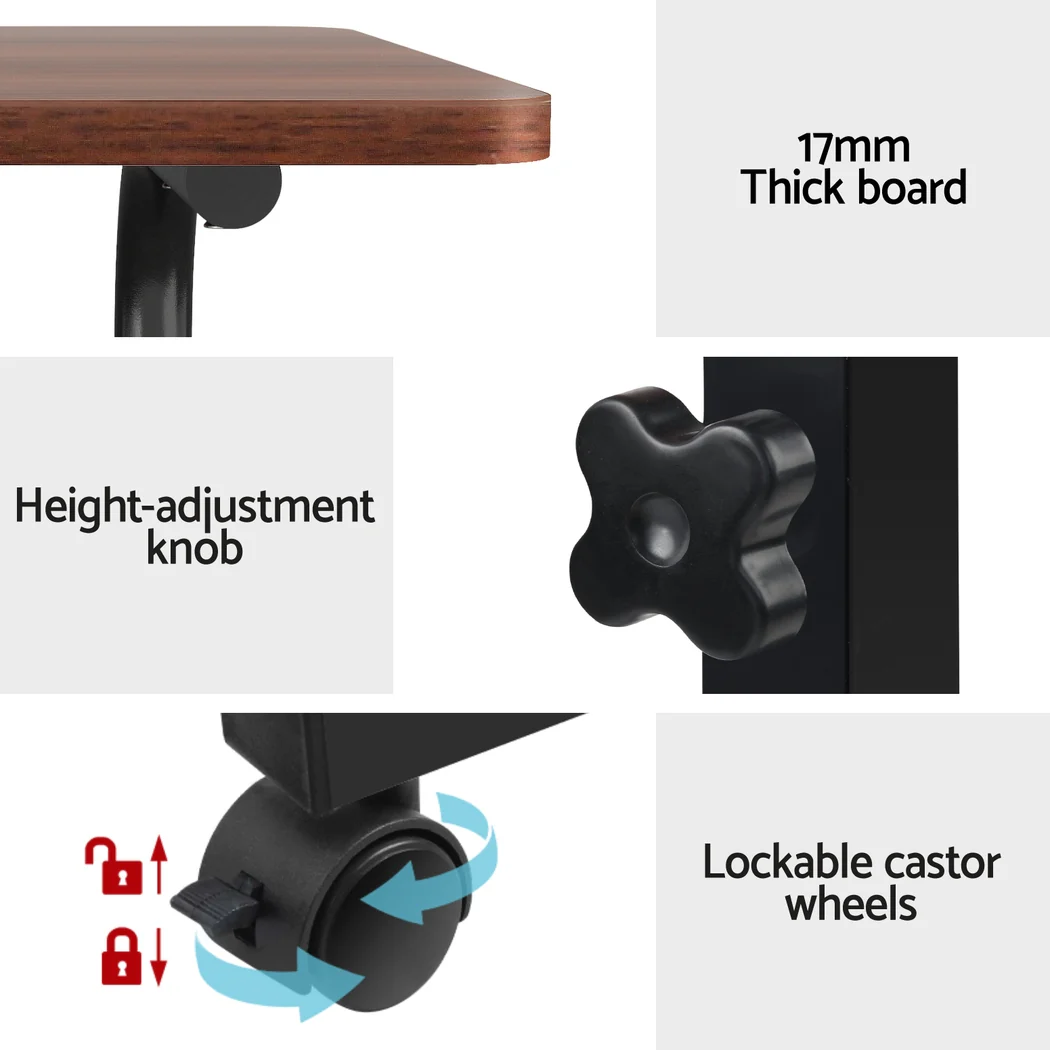 Artiss Laptop Desk Table Adjustable 60CM Dark Wood - Image 7