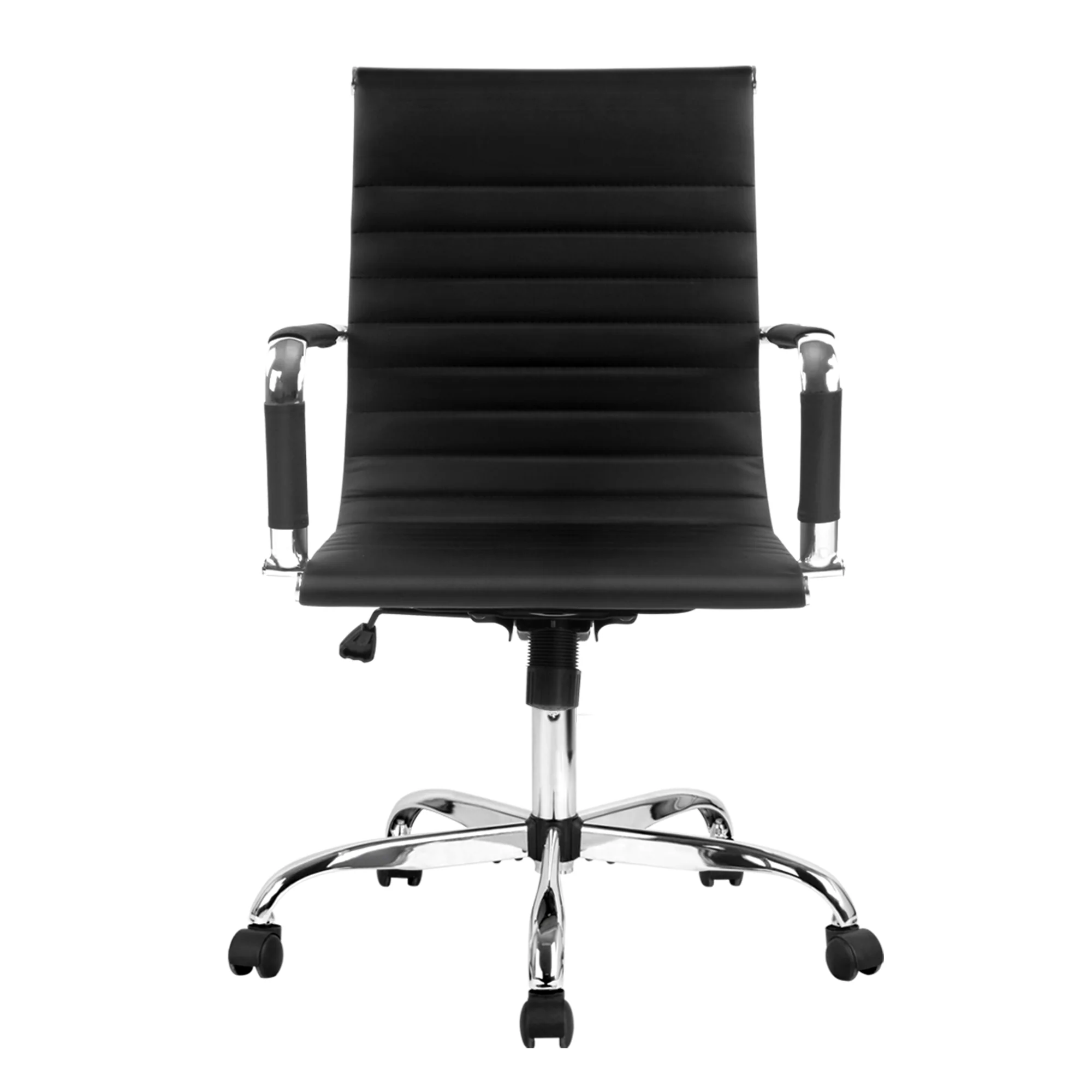 Artiss Office Chair Conference Chairs PU Leather Mid Back Black - Image 4
