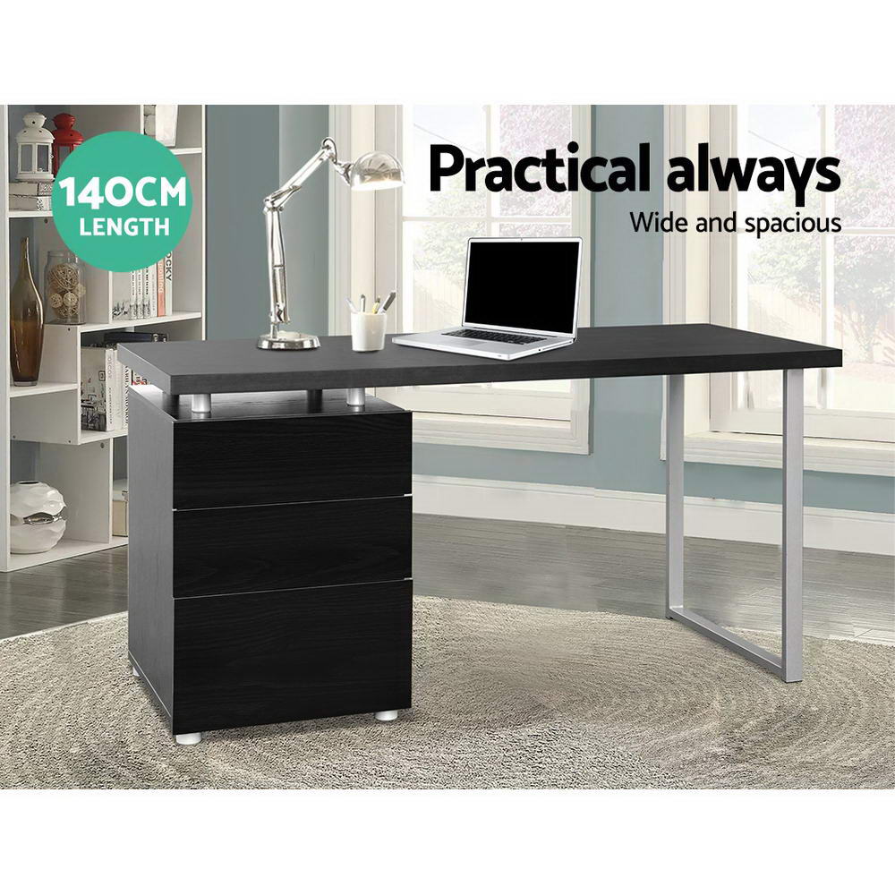 Artiss Computer Desk Drawer Black 140CM - Image 4