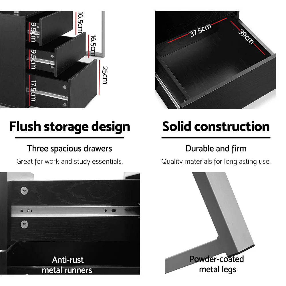 Artiss Computer Desk Drawer Black 140CM - Image 6