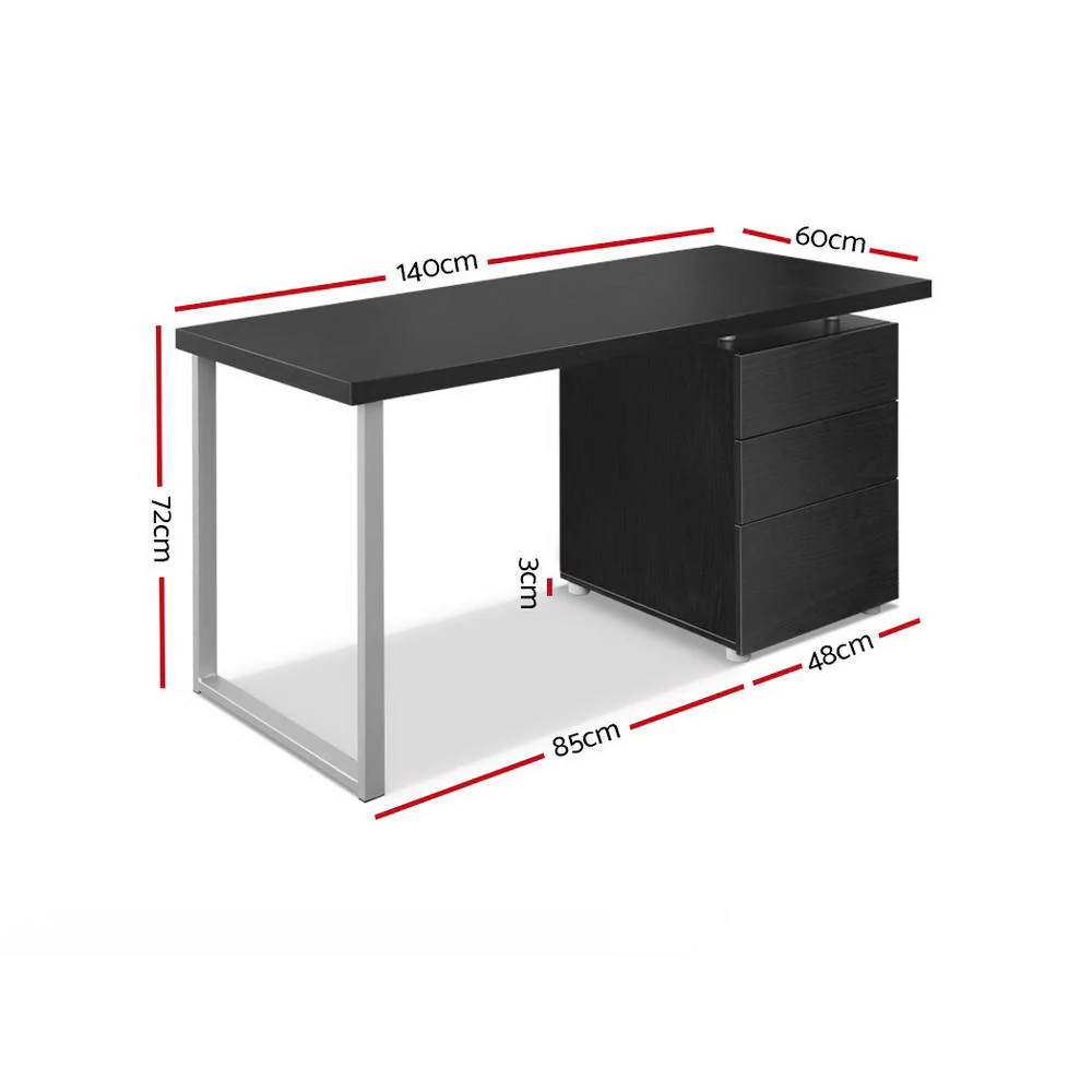 Artiss Computer Desk Drawer Black 140CM - Image 7