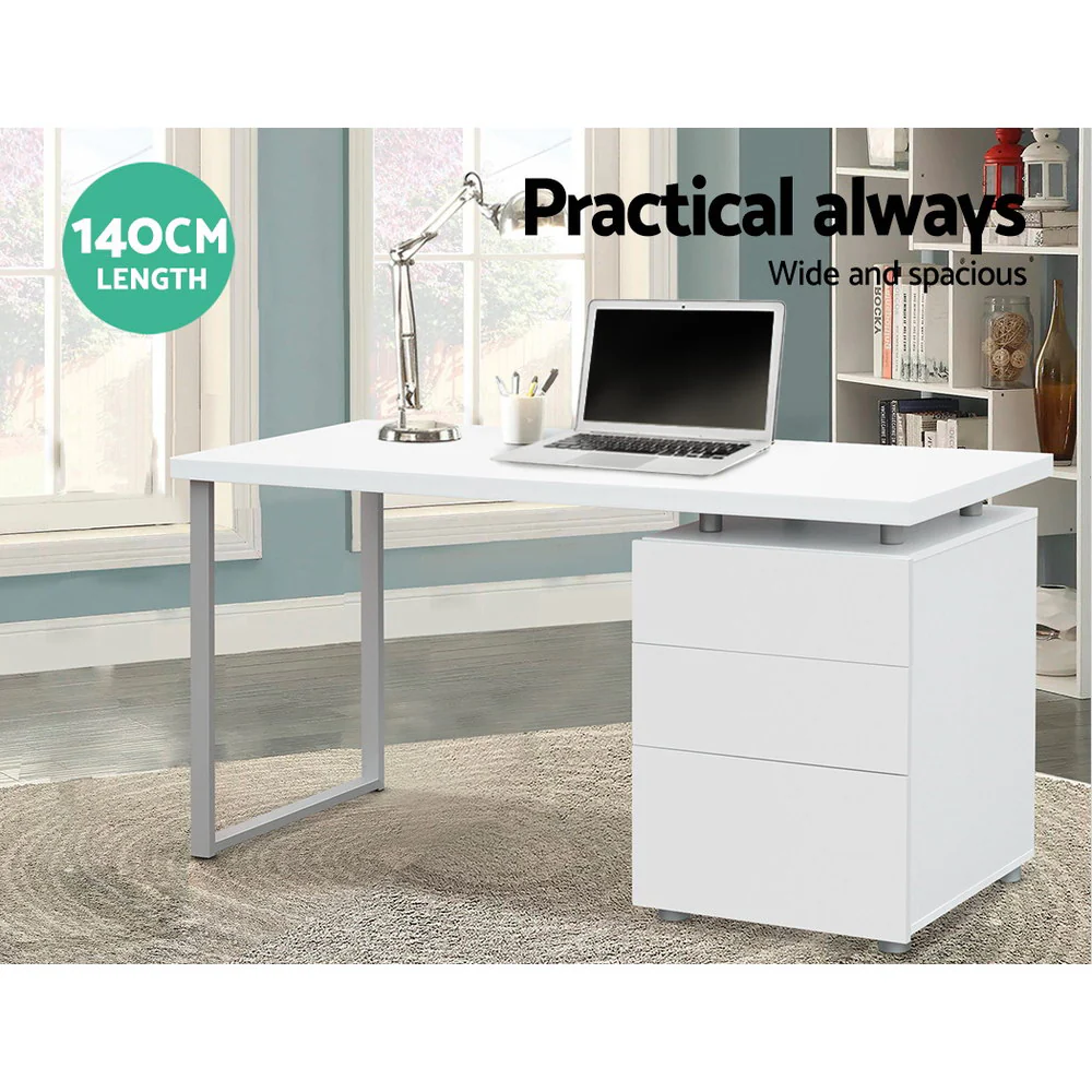 Artiss Computer Desk Drawer White 140CM - Image 5