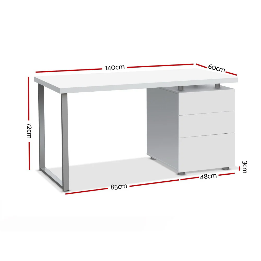 Artiss Computer Desk Drawer White 140CM - Image 7