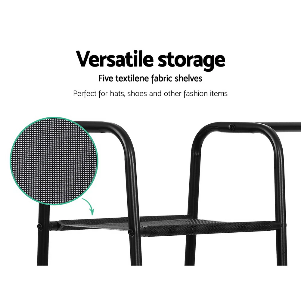 Artiss Clothes Rack Coat Stand 150cm Hanger Closet Black - Image 4