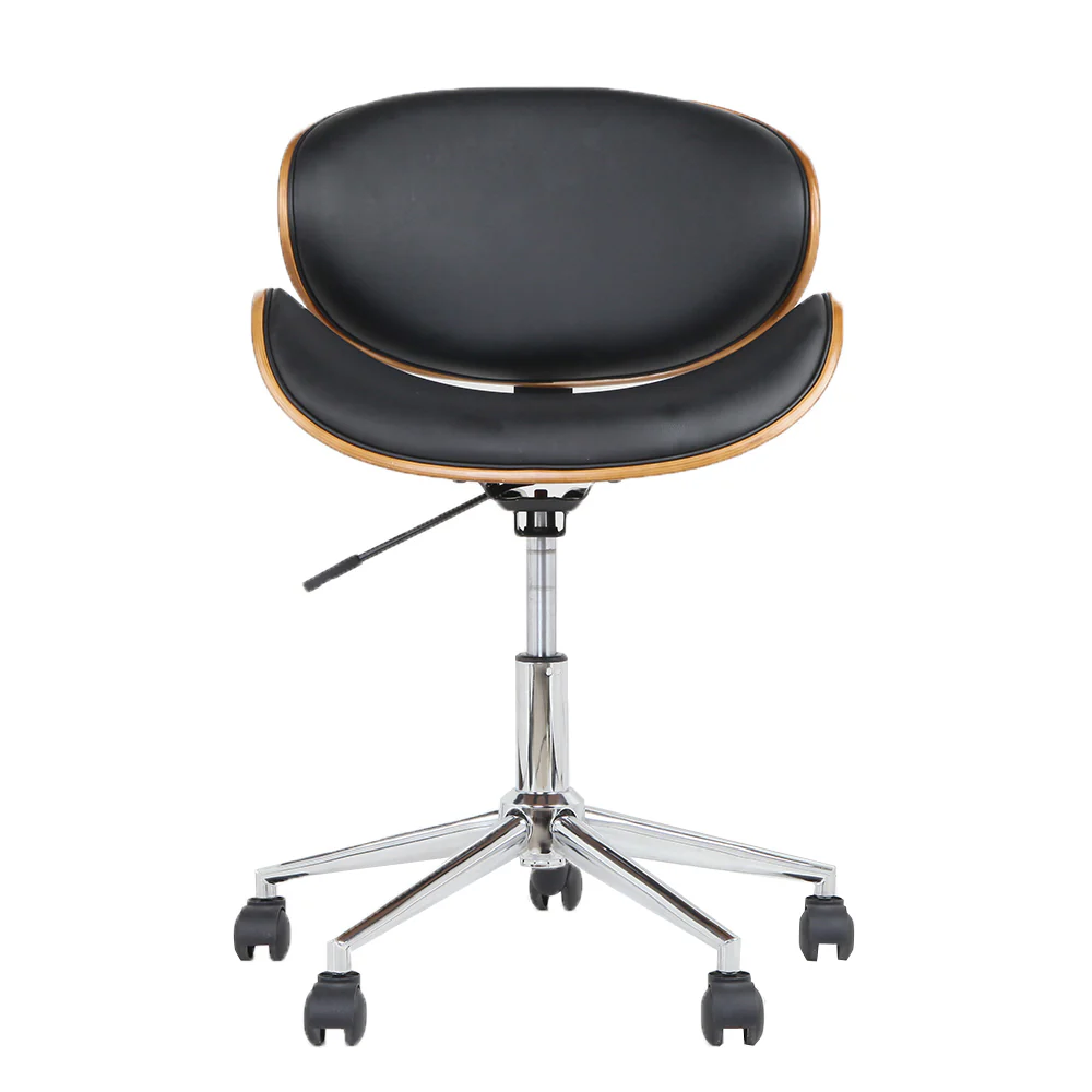 Artiss Wooden Office Chair Leather Seat Black - Image 3