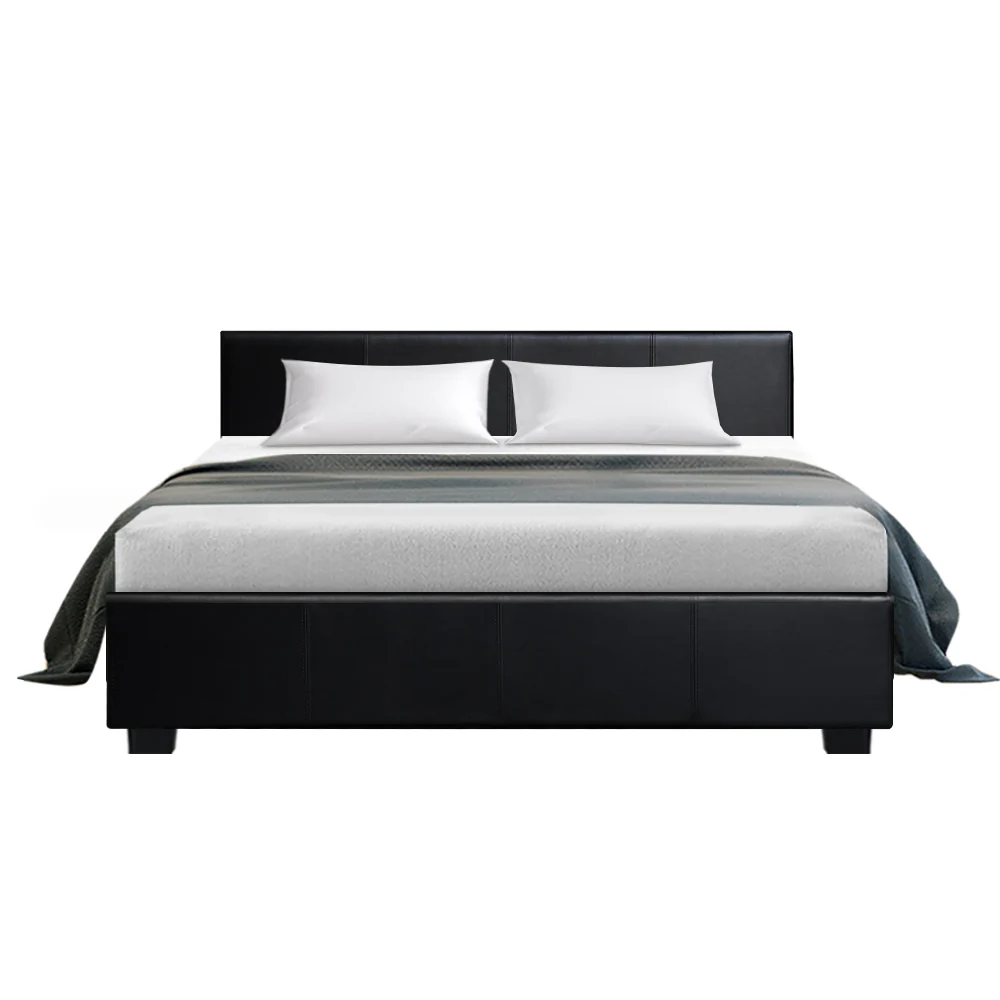 Artiss Bed Frame Queen Size Gas Lift Black NINO - Image 3