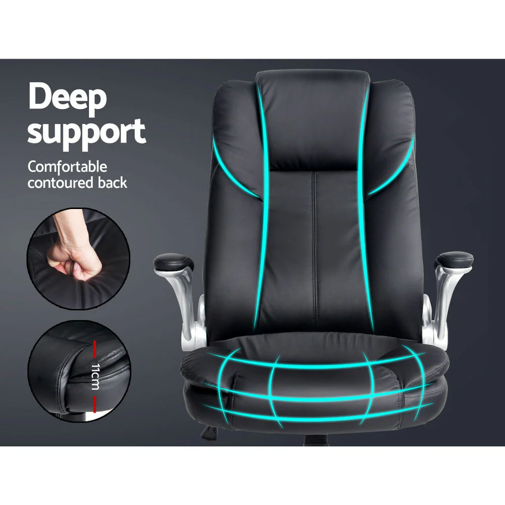 Artiss Executive Office Chair Leather Tilt Black - Image 6