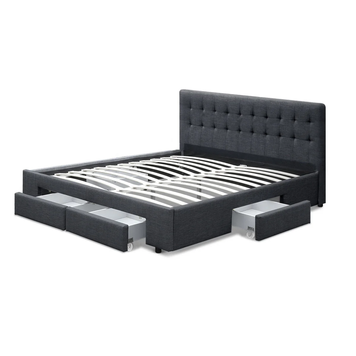 Artiss Bed Frame Queen Size with 4 Drawers Charcoal AVIO - Image 3