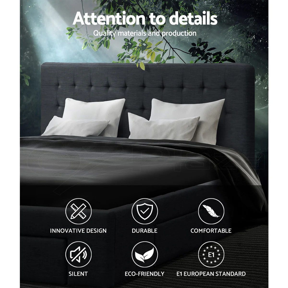 Artiss Bed Frame Queen Size with 4 Drawers Charcoal AVIO - Image 5