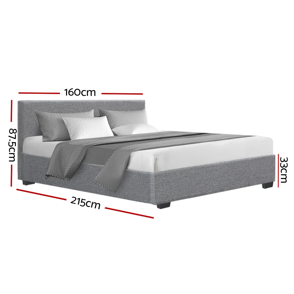 Artiss Bed Frame Queen Size Gas Lift Grey NINO - Image 2