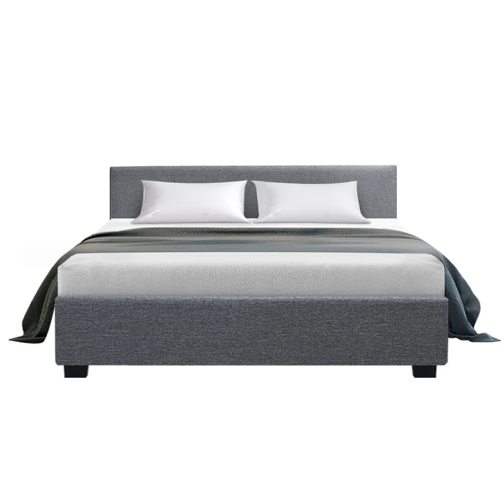 Artiss Bed Frame Queen Size Gas Lift Grey NINO - Image 3