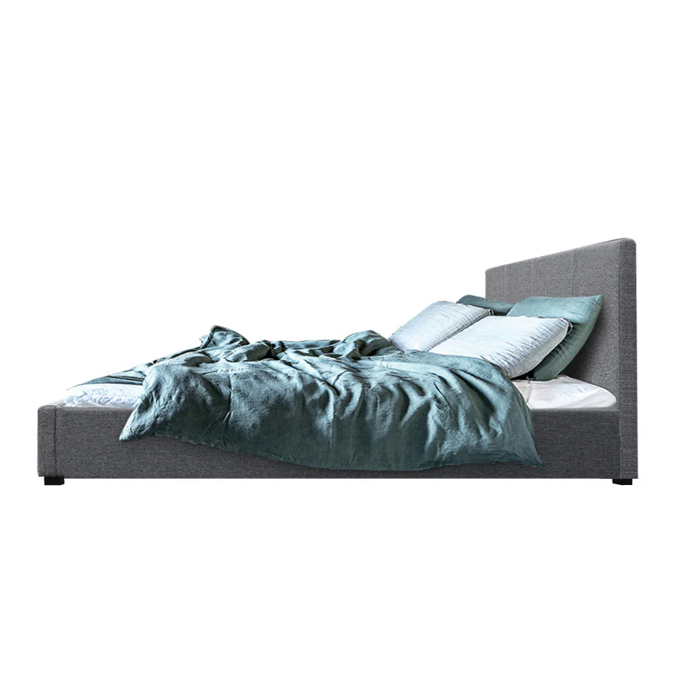 Artiss Bed Frame Queen Size Gas Lift Grey NINO - Image 4