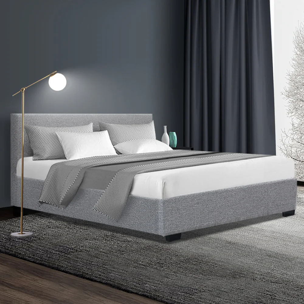 Artiss Bed Frame Queen Size Gas Lift Grey NINO - Image 7