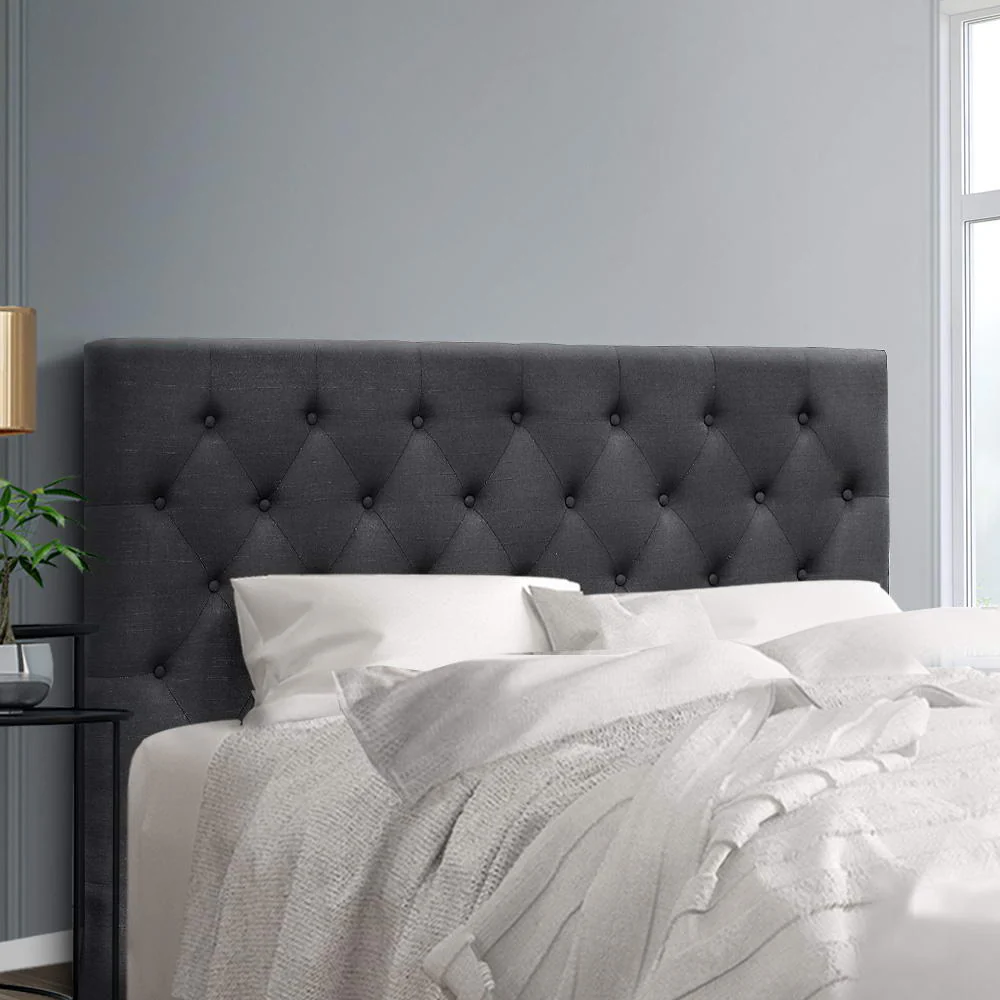 Artiss Bed Head Queen Size Fabric - CAPPI Charcoal - Image 7