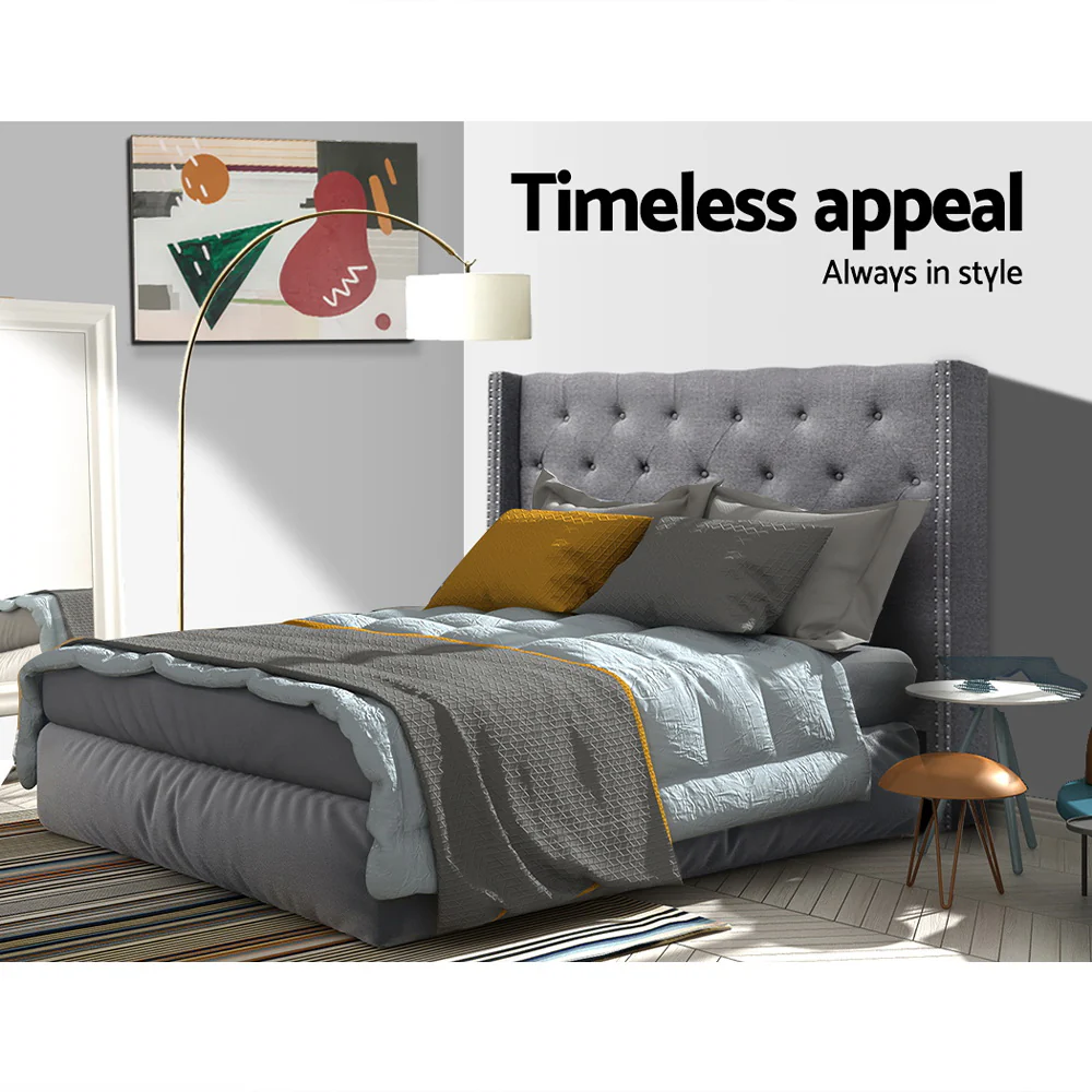 Artiss Bed Head Queen Size Fabric - LUCA Grey - Image 5