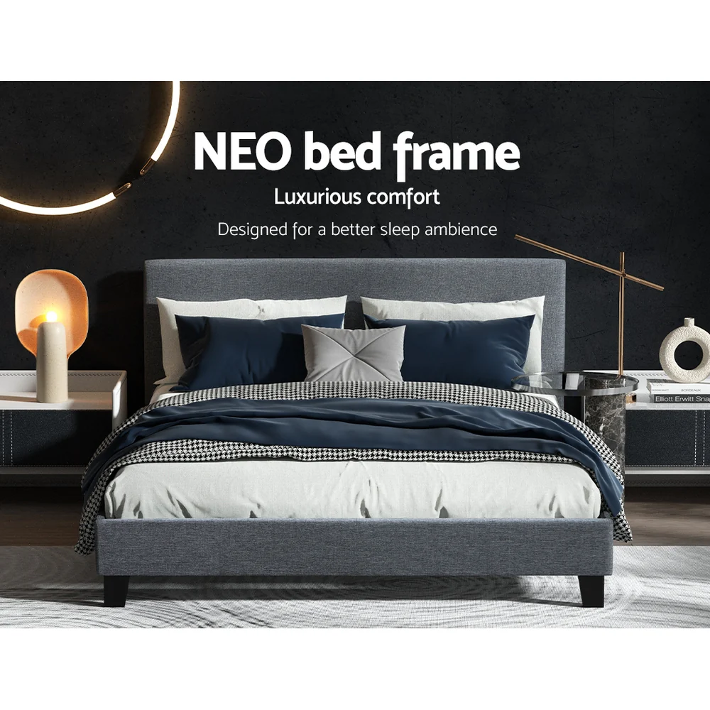 Artiss Bed Frame Queen Size Grey NEO - Image 5