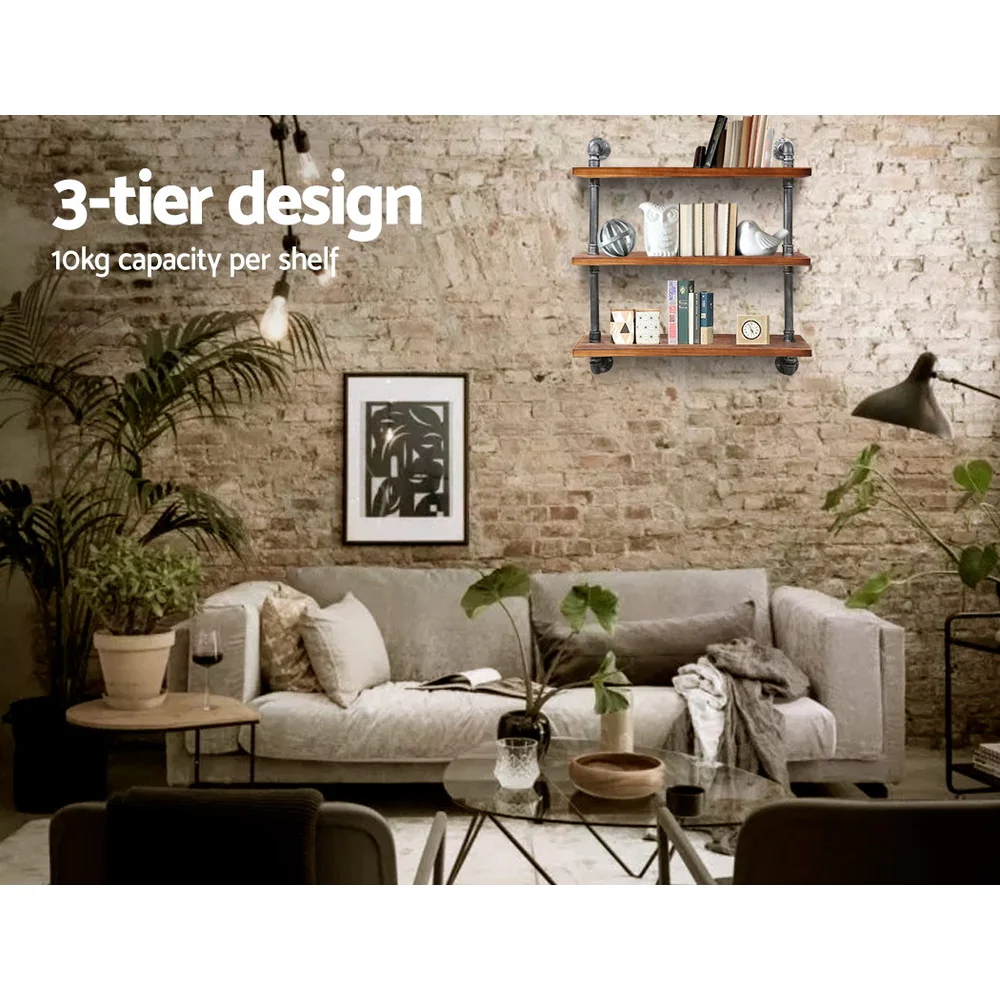 Artiss Floating DIY Pipe Shelf 3 Tiers - IRMA - Image 5