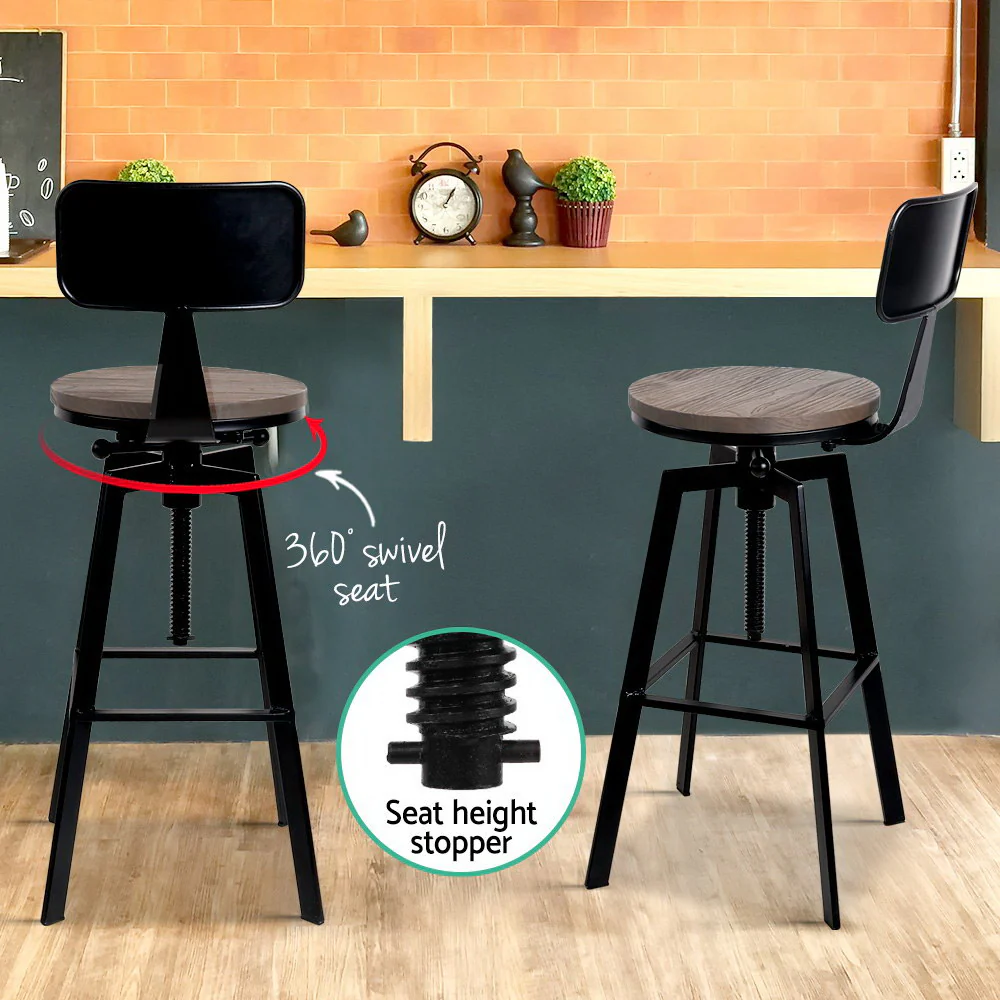 Artiss Bar Stools Kitchen Counter Chairs Vintage Metal Chairs - Image 5