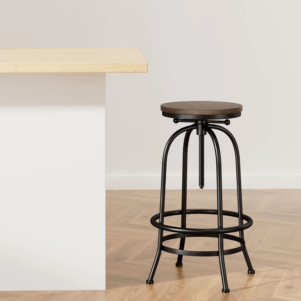 Artiss Bar Stools Adjustable Wood Chairs - Image 7