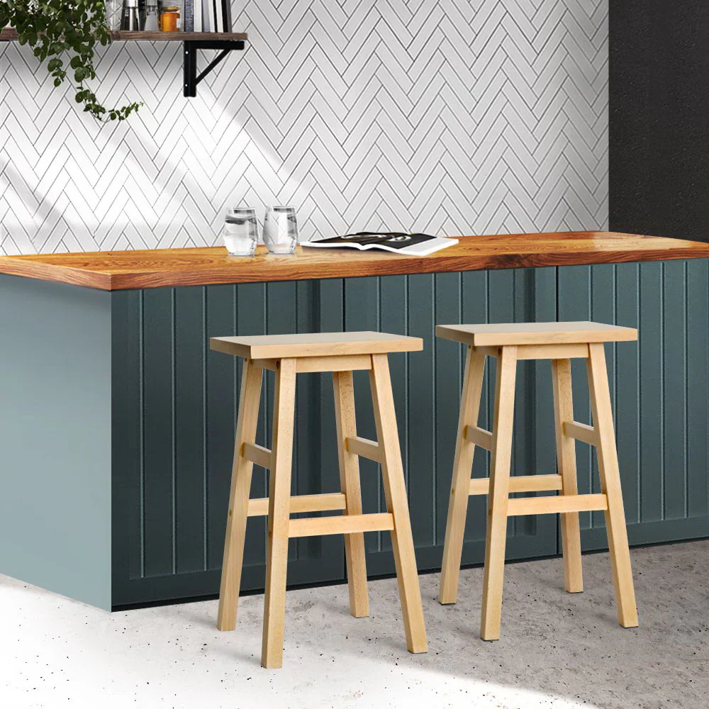 Artiss Bar Stools Kitchen Counter Stools Wooden Chairs Natural x2 - Image 8