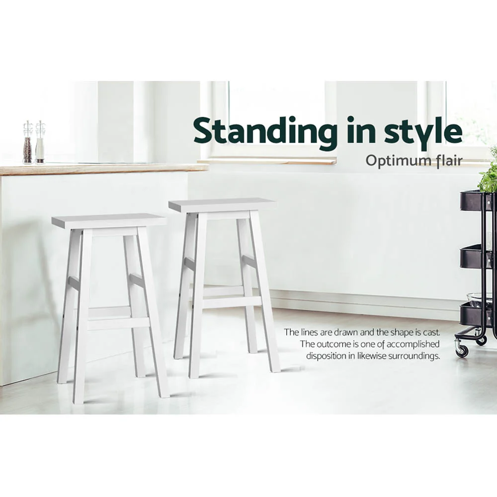 Artiss Bar Stools Kitchen Counter Stools Wooden Chairs White x2 - Image 6