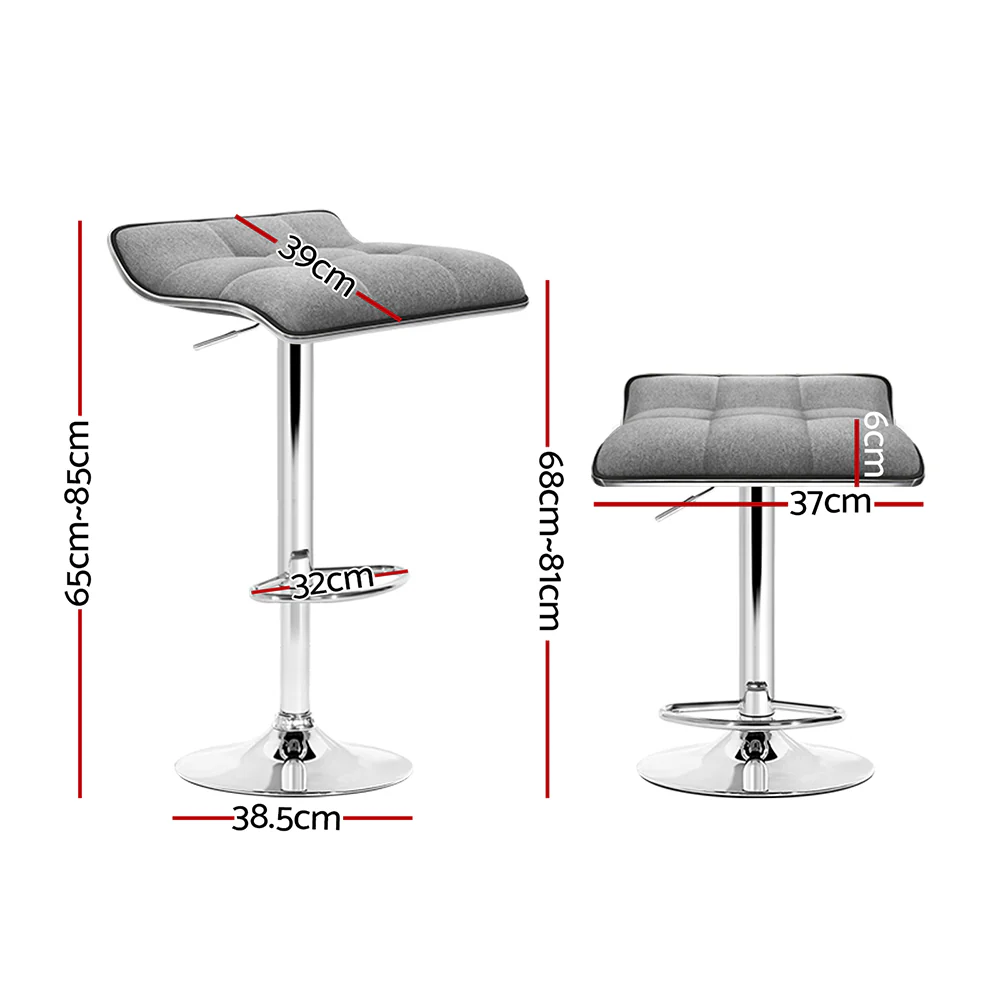 Artiss 2x Bar Stools Linen Padded Gas Lift - Image 2