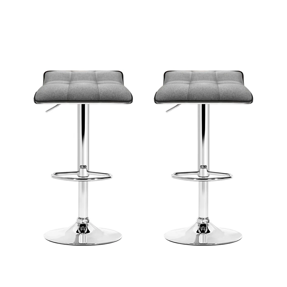 Artiss 2x Bar Stools Linen Padded Gas Lift - Image 3