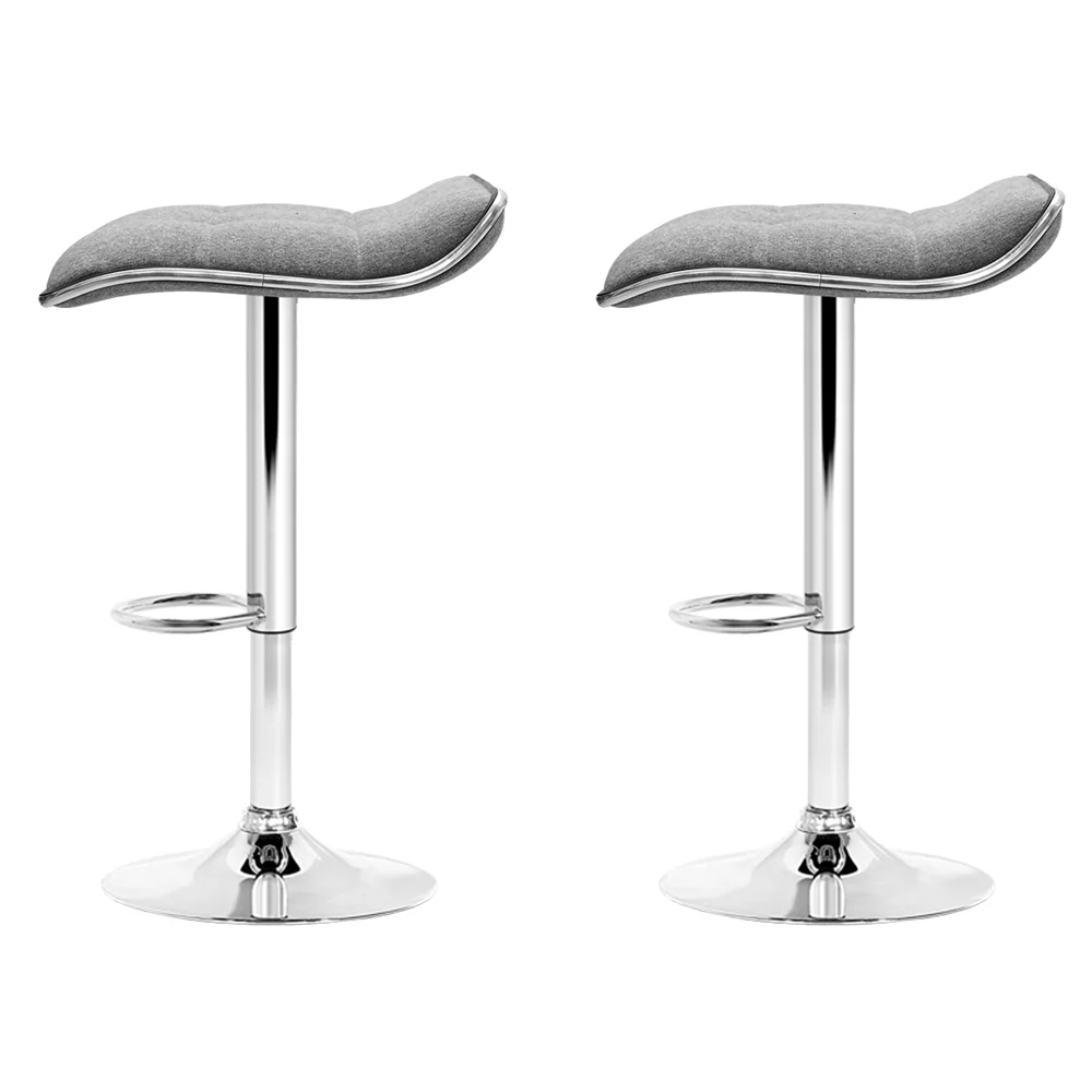 Artiss 2x Bar Stools Linen Padded Gas Lift - Image 4