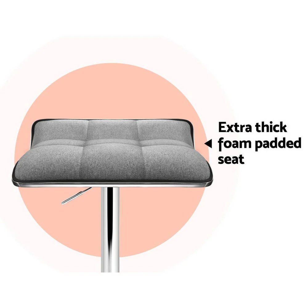 Artiss 2x Bar Stools Linen Padded Gas Lift - Image 5