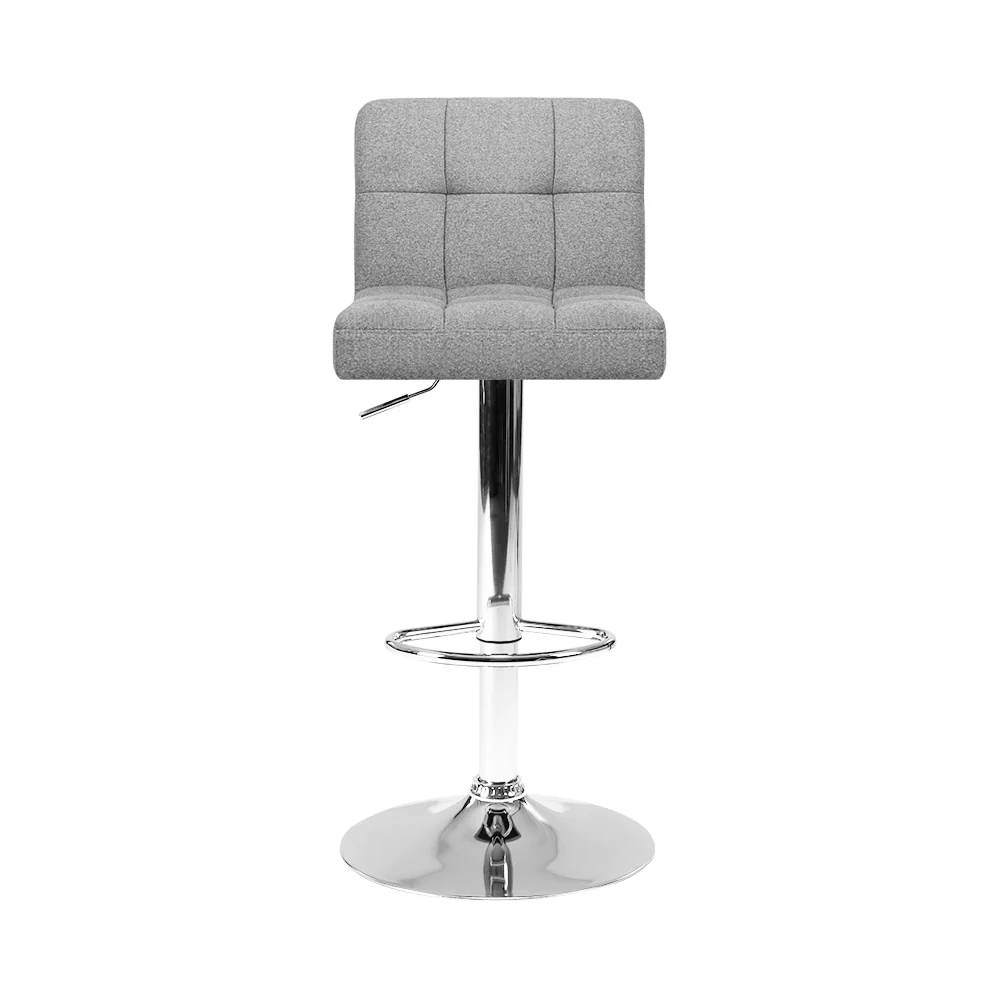 Artiss 2x Bar Stools Fabric Gas Lift Grey - Image 3