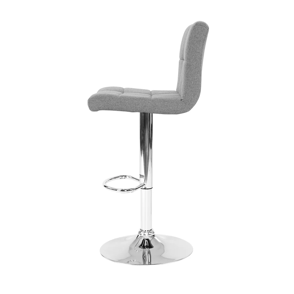 Artiss 2x Bar Stools Fabric Gas Lift Grey - Image 4
