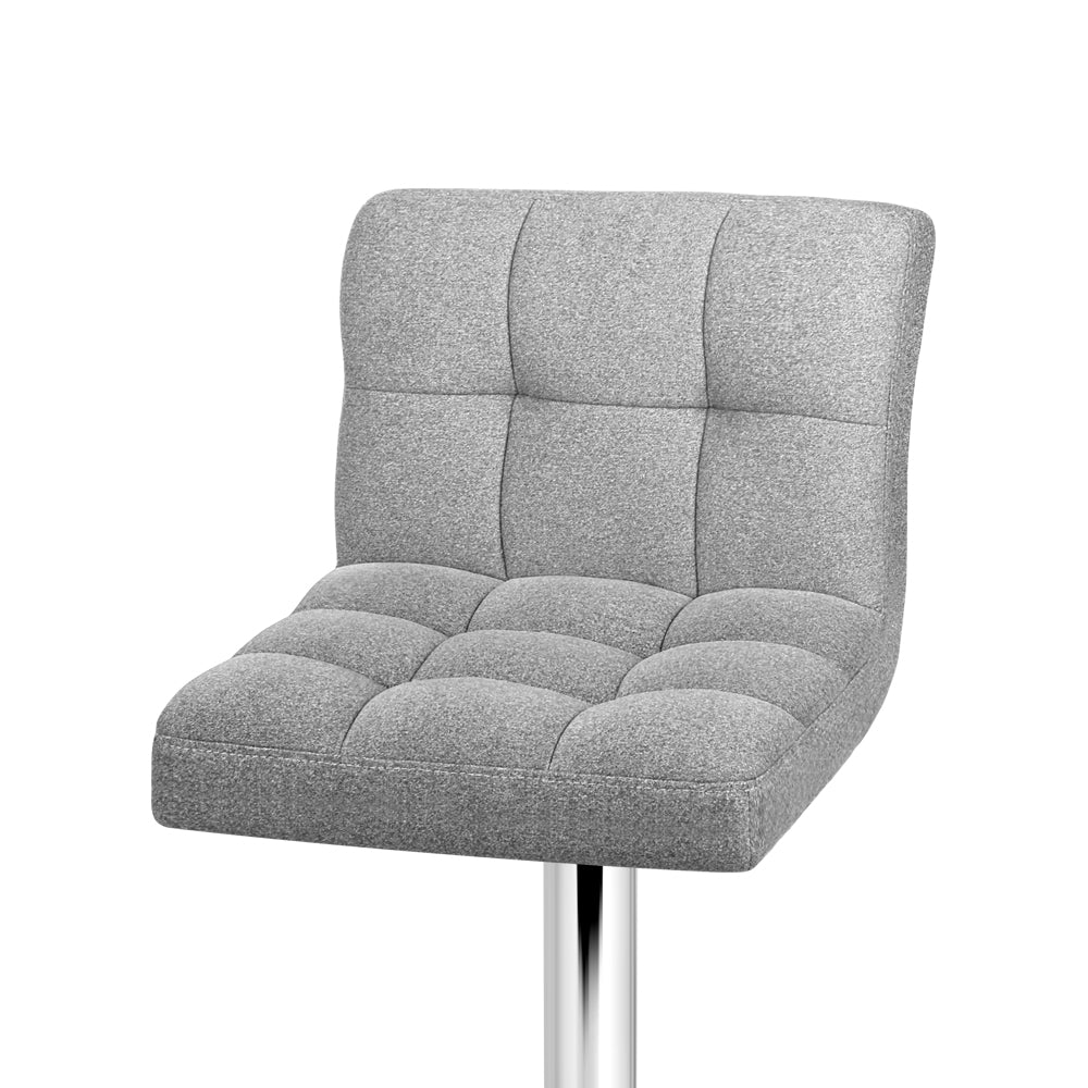 Artiss 2x Bar Stools Fabric Gas Lift Grey - Image 5