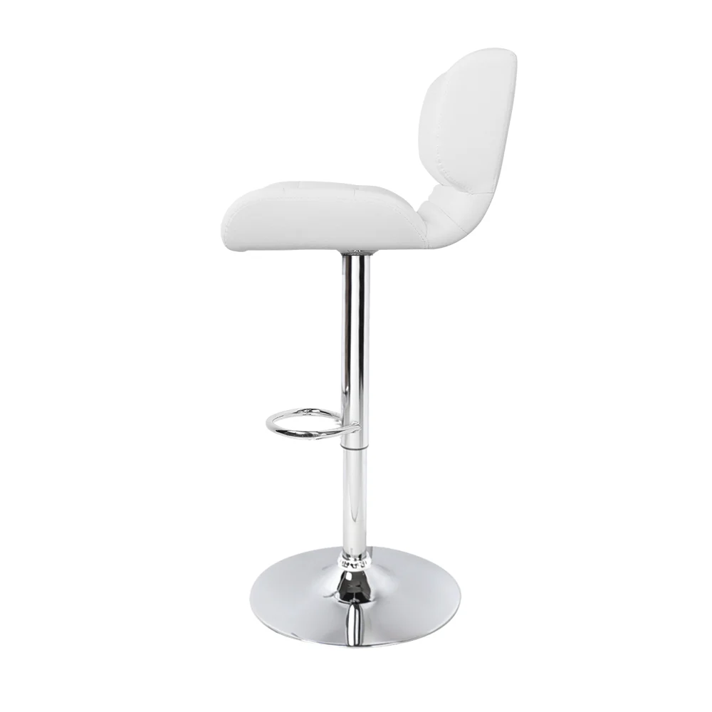 Artiss 2x Bar Stools Gas Lift Leather Padded White - Image 4