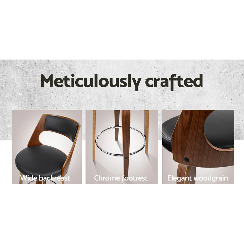 Artiss 2x Bar Stools Swivel Leather Chair 65cm - Image 5