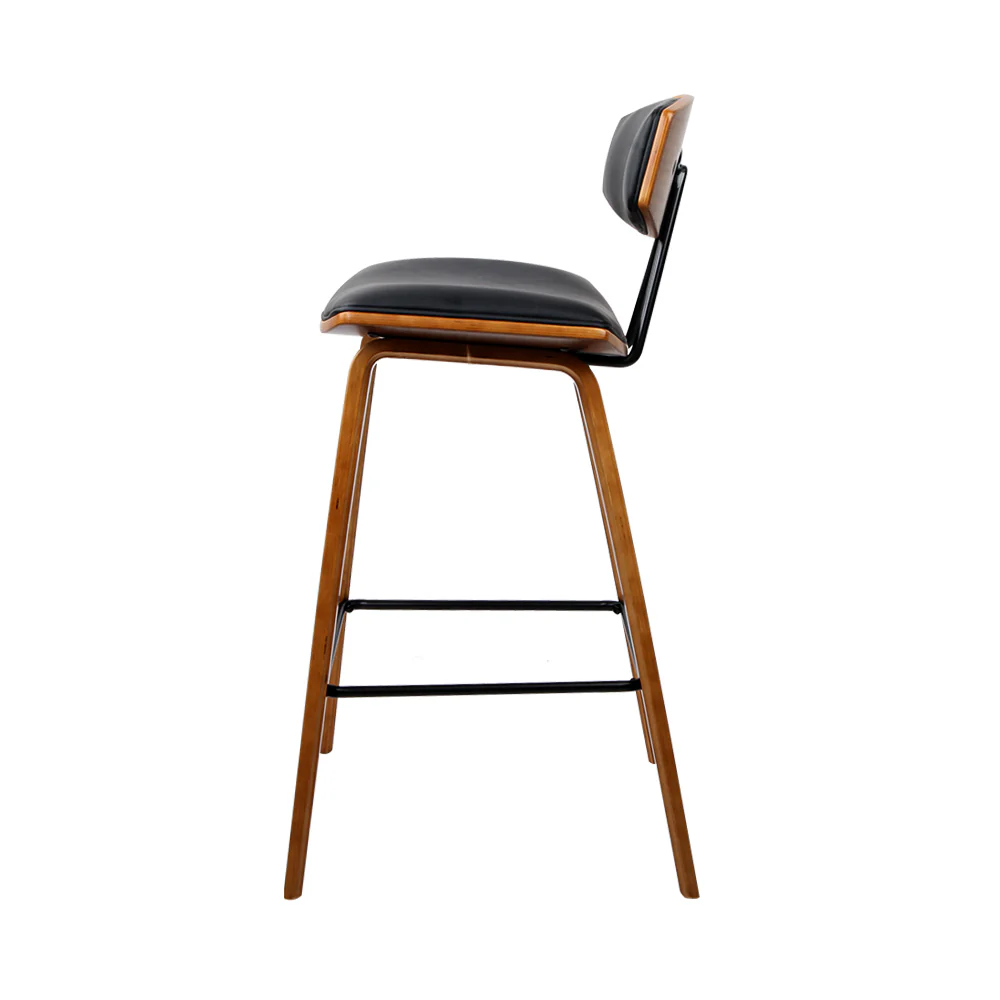Artiss 2x Bar Stools Leather Padded w/Backrest - Image 4