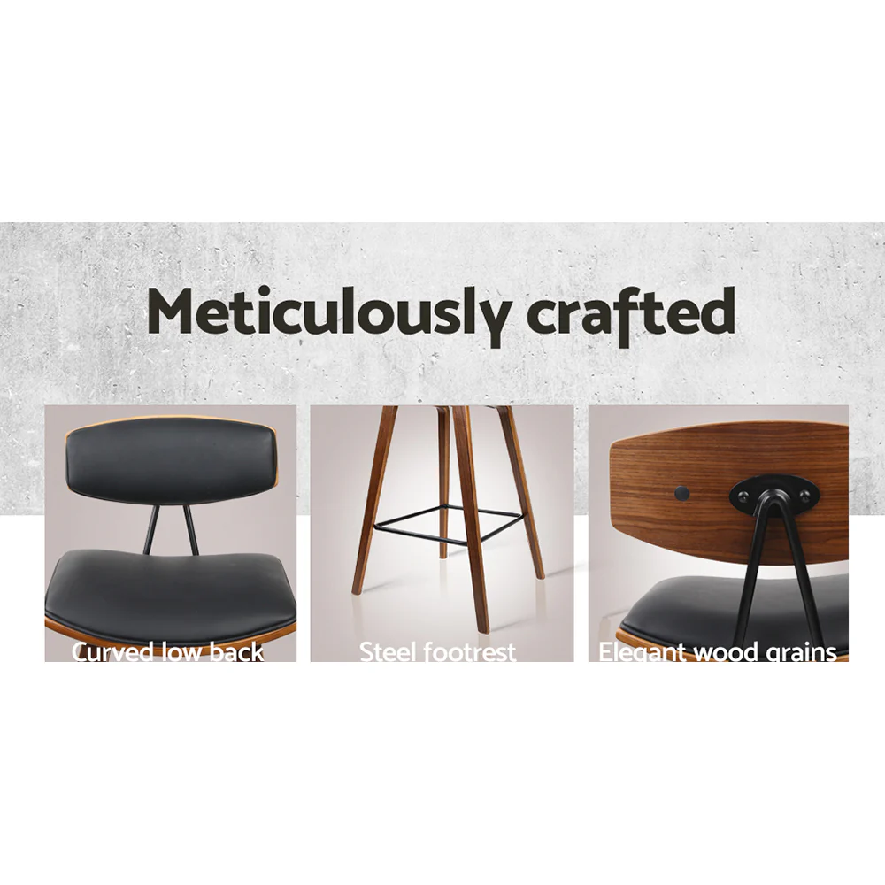 Artiss 2x Bar Stools Leather Padded w/Backrest - Image 5